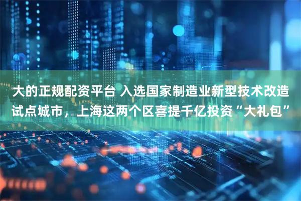 大的正规配资平台 入选国家制造业新型技术改造试点城市，上海这两个区喜提千亿投资“大礼包”