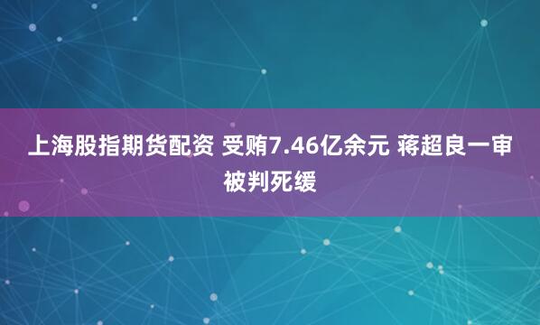 上海股指期货配资 受贿7.46亿余元 蒋超良一审被判死缓